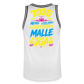 Malle 2026 JGA Bräutigam Meine letzte Chance zur - Männer Basketball-Trikot - Weiß/Schwarz - Hinten - AI Model Male 185 dark (185cm)
