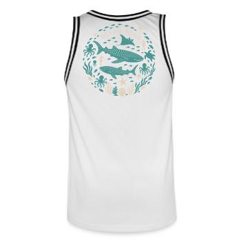 Ocean Mood - Men's Basketball Jersey - white/black - Back - AI Model Male 185 dark (185cm)