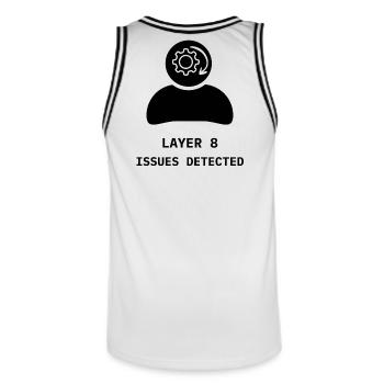 LAYER 8 ISSUES DETECTED - Männer Basketball-Trikot - Weiß/Schwarz - Hinten - AI Model Male 185 dark (185cm)