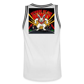 Méfiez-vous de Bunny – Angry Bunny - Maillot de basket Homme - blanc/noir - Dos - AI Model Male 185 dark (185cm)