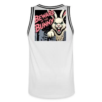 Beware of the Bunny - Men's Basketball Jersey - white/black - Back - AI Model Male 185 dark (185cm)