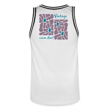 Vintage bleibt unvergänglich – Retro Blumen Design - Männer Basketball-Trikot - Weiß/Schwarz - Hinten - AI Model Male 185 dark (185cm)