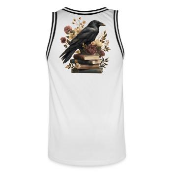 Raven on books - Men's Basketball Jersey - white/black - Back - AI Model Male 185 dark (185cm)