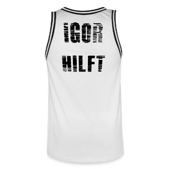 Igor helps - Men's Basketball Jersey - white/black - Back - AI Model Male 185 dark (185cm)