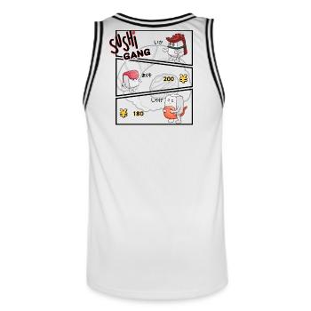 Sushi Gang Comicfiguren - Männer Basketball-Trikot - Weiß/Schwarz - Hinten - AI Model Male 185 dark (185cm)
