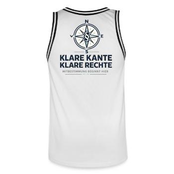 Klare Kante klare Rechte Mitbestimmung - Männer Basketball-Trikot - Weiß/Schwarz - Hinten - AI Model Male 185 dark (185cm)