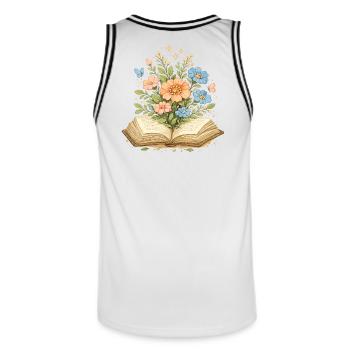 Fleurs tirées d’un livre pour les amateurs de lecteurs et les amateurs de nature - Maillot de basket Homme - blanc/noir - Dos - AI Model Male 185 dark (185cm)