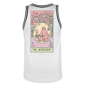 The Introvert - Männer Basketball-Trikot - Weiß/Schwarz - Hinten - AI Model Male 185 dark (185cm)