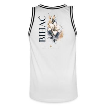 Flair floral aquarelle et lys - Maillot de basket Homme - blanc/noir - Dos - AI Model Male 185 dark (185cm)