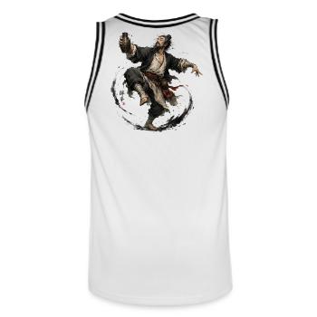 Drunken Master – Martial Arts Design - Männer Basketball-Trikot - Weiß/Schwarz - Hinten - AI Model Male 185 dark (185cm)