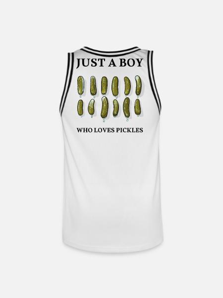 GEWOON EEN JONGEN DIE VAN AUGURKEN HOUDT - Essiggurken - Mannen basketbal shirt - wit/zwart