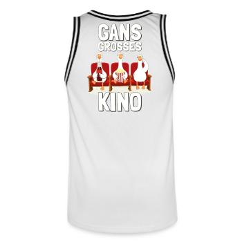 GANS GROßES KINO - rot/beige Gänse - Männer Basketball-Trikot - Weiß/Schwarz - Hinten - AI Model Male 185 dark (185cm)