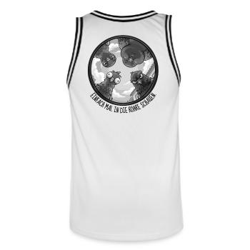 EINFACH MAL IN DIE RÖHRE SCHAUEN Monochrom -Tauben - Männer Basketball-Trikot - Weiß/Schwarz - Hinten - AI Model Male 185 dark (185cm)