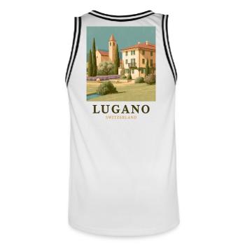Lugano Villa Panorama - Maillot de basket Homme - blanc/noir - Dos - AI Model Male 185 dark (185cm)
