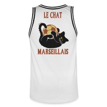 Le Chat Marseillais Ballon Foot - Maillot de basket Homme - blanc/noir - Dos - AI Model Male 185 dark (185cm)