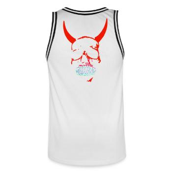 Néon du Crâne Démoniaque Rouge - Maillot de basket Homme - blanc/noir - Dos - AI Model Male 185 dark (185cm)
