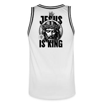 Jésus est Roi Couronne d’Épines - Maillot de basket Homme - blanc/noir - Dos - AI Model Male 185 dark (185cm)