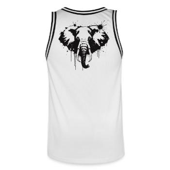Elephant Ink Splash Black - Männer Basketball-Trikot - Weiß/Schwarz - Hinten - AI Model Male 185 dark (185cm)