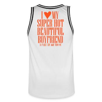 J’adore mon super beau copain Statement Spruch - Maillot de basket Homme - blanc/noir - Dos - AI Model Male 185 dark (185cm)
