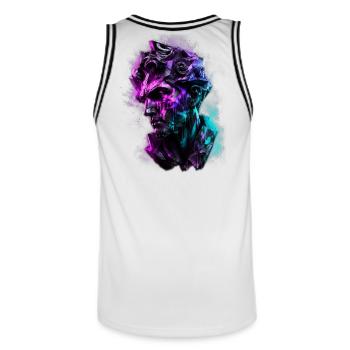 Neon Statue Antike Büste Vaporwave Cyberpunk - Männer Basketball-Trikot - Weiß/Schwarz - Hinten - AI Model Male 185 dark (185cm)