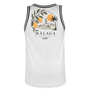 Málaga Küstenparadies - Männer Basketball-Trikot - Weiß/Schwarz - Hinten - AI Model Male 185 dark (185cm)