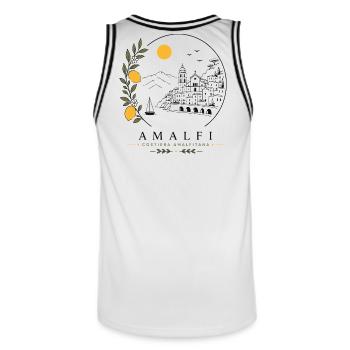 Amalfi Küste - Männer Basketball-Trikot - Weiß/Schwarz - Hinten - AI Model Male 185 dark (185cm)