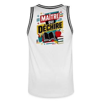 maitre qui dechire  - Maillot de basket Homme - blanc/noir - Dos - AI Model Male 185 dark (185cm)