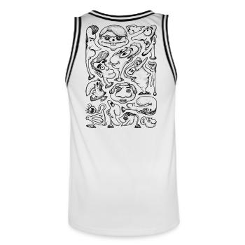 Cartoon Faces - Men's Basketball Jersey - white/black - Back - AI Model Male 185 dark (185cm)