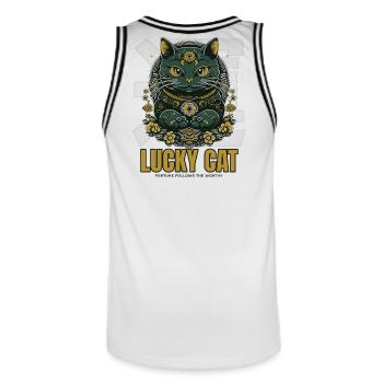 Lucky Cat Glückskatze Maneki Neko Jade - Maillot de basket Homme - blanc/noir - Dos - AI Model Male 185 dark (185cm)