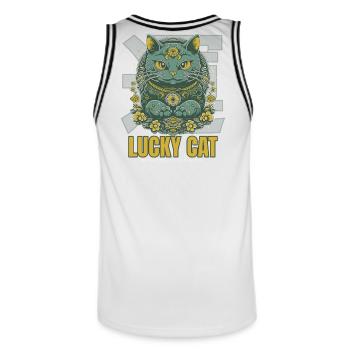 Lucky Cat Glückskatze Maneki Neko Jade - Maillot de basket Homme - blanc/noir - Dos - AI Model Male 185 dark (185cm)