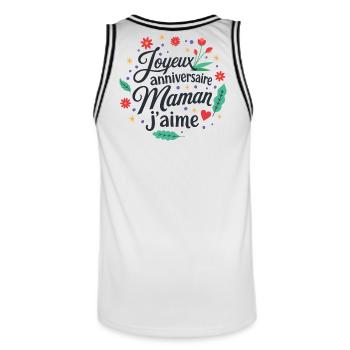 Joyeux anniversaire maman j'aime - Maillot de basket Homme - blanc/noir - Dos - AI Model Male 185 dark (185cm)