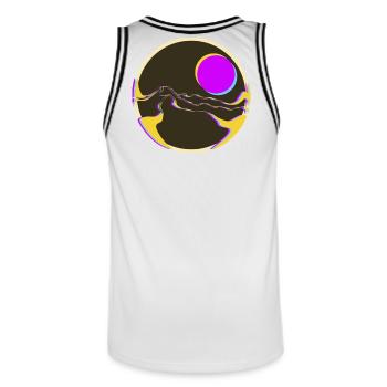  Neonberge mit Sonne  - Männer Basketball-Trikot - Weiß/Schwarz - Hinten - AI Model Male 185 dark (185cm)