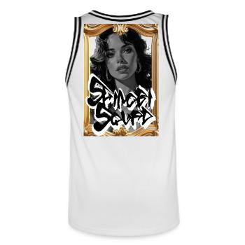 Samoanisches Seelengraffiti-Porträt - Männer Basketball-Trikot - Weiß/Schwarz - Hinten - AI Model Male 185 dark (185cm)