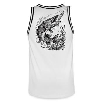 Brochez sur un softbait | Collection Classique - Maillot de basket Homme - blanc/noir - Dos - AI Model Male 185 dark (185cm)