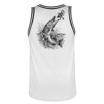 Pike Surface Hunt 2 | Classic Collection - Men's Basketball Jersey - white/black - Back - AI Model Male 185 dark (185cm)