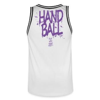Graffiti de handball avec cœur - Maillot de basket Homme - blanc/noir - Dos - AI Model Male 185 dark (185cm)