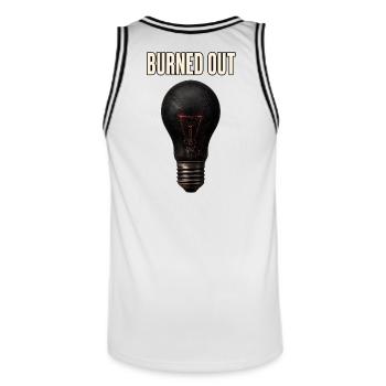 Burned Out – Broken Lightbulb - Men's Basketball Jersey - white/black - Back - AI Model Male 185 dark (185cm)