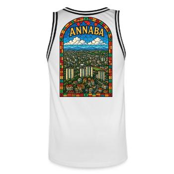 Annaba Urban Stained Glass - Men's Basketball Jersey - white/black - Back - AI Model Male 185 dark (185cm)