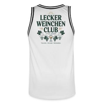 Wein Lecker Weinchen Club Weinliebhaber Rotwein - Männer Basketball-Trikot - Weiß/Schwarz - Hinten - AI Model Male 185 dark (185cm)