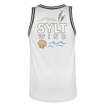 Sylt Wind North Sea Island Motif with Sea & Dunes - Men's Basketball Jersey - white/black - Back - AI Model Male 185 dark (185cm)