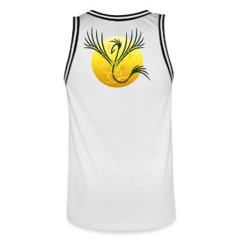 Phénix Solaire - La Renaissance de la Lumière - Maillot de basket Homme - blanc/noir - Dos - AI Model Male 185 dark (185cm)