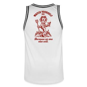 Fais attention à toi dEVIL - Maillot de basket Homme - blanc/noir - Dos - AI Model Male 185 dark (185cm)