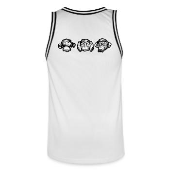 Les trois singes - Maillot de basket Homme - blanc/noir - Dos - AI Model Male 185 dark (185cm)