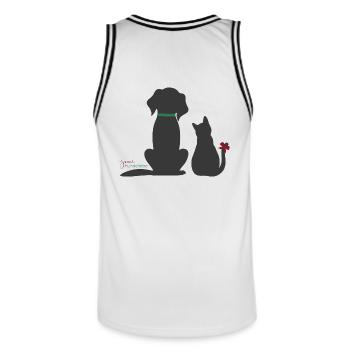 Hund und Katz - jowi hundeliebe - Männer Basketball-Trikot - Weiß/Schwarz - Hinten - AI Model Male 185 dark (185cm)