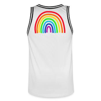 Regenbogen bunt - Männer Basketball-Trikot - Weiß/Schwarz - Hinten - AI Model Male 185 dark (185cm)