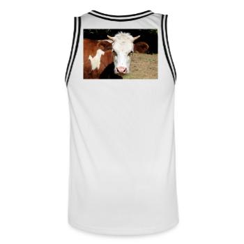 Kuh Poster - Männer Basketball-Trikot - Weiß/Schwarz - Hinten - AI Model Male 185 dark (185cm)