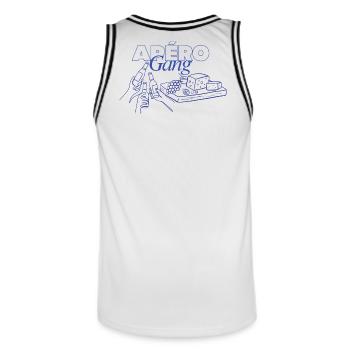 Bière en apéritif - Maillot de basket Homme - blanc/noir - Dos - AI Model Male 185 dark (185cm)