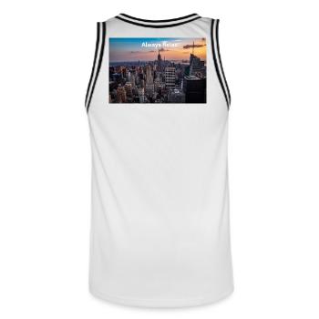 Urban evening rest - Men's Basketball Jersey - white/black - Back - AI Model Male 185 dark (185cm)