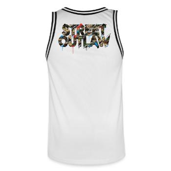 Tuning de voitures de camouflage Street Outlaw - Maillot de basket Homme - blanc/noir - Dos - AI Model Male 185 dark (185cm)