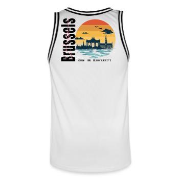 Brussels Vintage Skyline Belgium Sunset - Männer Basketball-Trikot - Weiß/Schwarz - Hinten - AI Model Male 185 dark (185cm)